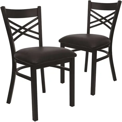 Black Vinyl Seat/Black Metal Frame Restaurant Chairs