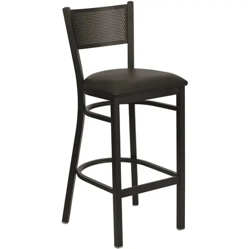 Carnegy Avenue 30.25 in. Black Vinyl Seat/Black Metal Frame Bar Stool