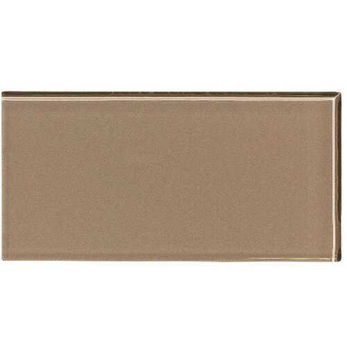 3 in. x 6 in. Glass Decorative Wall Tile in Putty