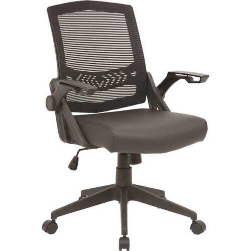 BOSS Office Products B6223-BK Black Mesh Flip Arm Task Chair