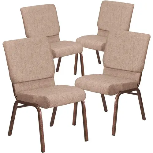 18.5 in. Beige Fabric/Copper Vein Frame Church Chair