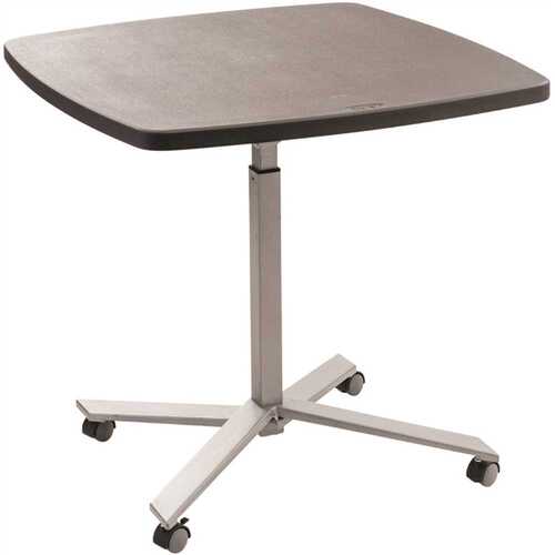 National Public Seating CTT3042 Cafe Time 36 in Square Adjustable-Height Table, Charcoal Slate Top and Silver Frame (Seats 4)