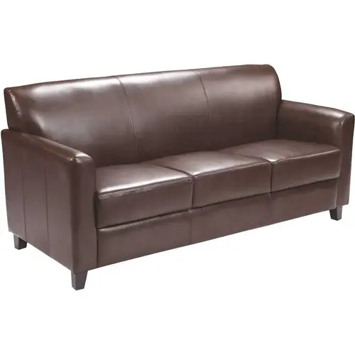 Hercules Diplomat Series 70 in. Square arm Faux Leather Contemporary Rectangle Sofa in Brown