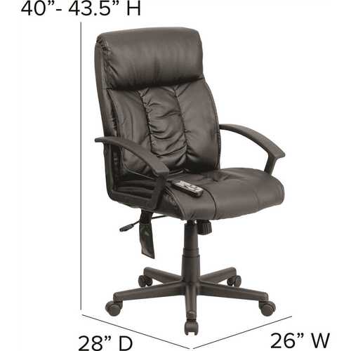 Faux Leather Swivel Ergonomic Office Chair in Black