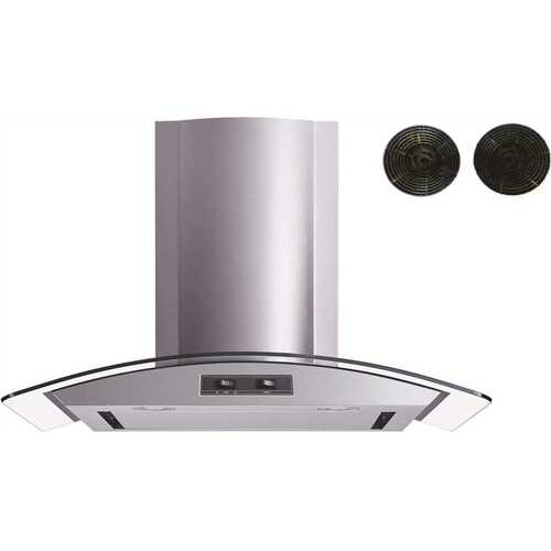 Winflo WR001C30SRF 30 in. Convertible Wall Mount Range Hood with Mesh and Charcoal Filters and Stainless Steel Panel