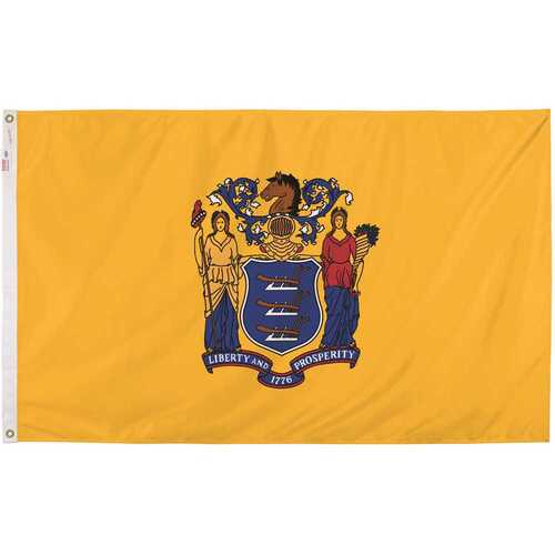 Valley Forge NJ3 3 ft. x 5 ft. Nylon New Jersey State Flag