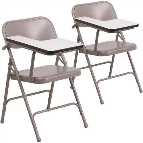 Metal Folding Tablet Arm Chairs in Beige