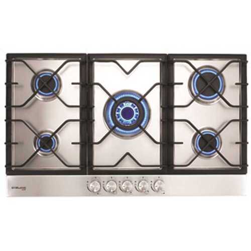 GASLAND Chef GH90SFN 34 in. Built-In LPG/Natural Gas Cooktop in Stainless Steel with 5 Sealed Burners, ETL