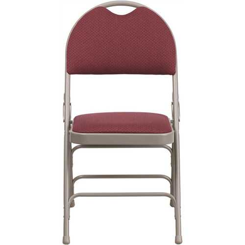 Burgundy Fabric/Gray Frame Metal Folding Chair Red