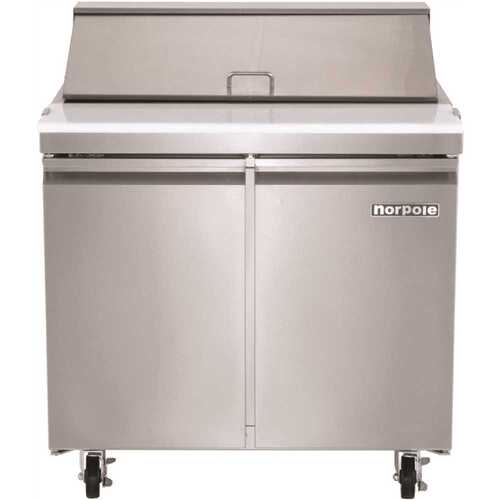 Norpole NP2R-SW36 7.6 cu. ft. Commercial Sandwich/Salad Prep Table Freezerless Refrigerator in Stainless Steel