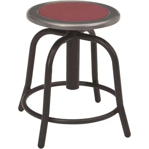 18 in. to 25 in. Height Burgundy Seat and Black Frame Adjustable Swivel Stool