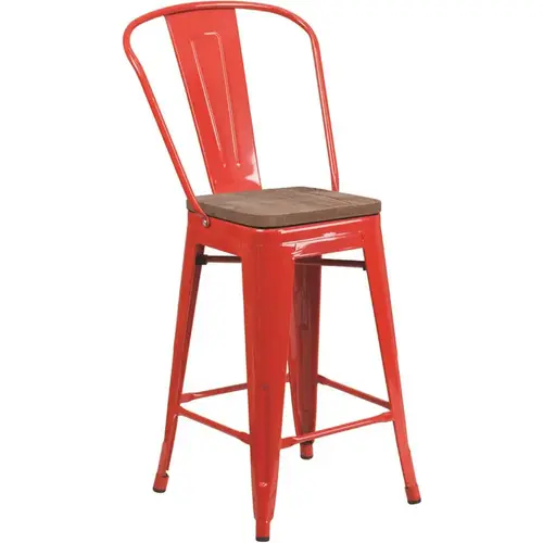 24.25 in. Red Bar Stool