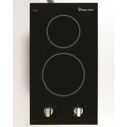 12 in. Radiant Electric Ceramic Glass Cooktop in Black with 2 Elements