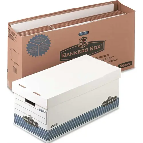 Bankers Box FEL00701 60 Qt. Stor/File Storage Boxes with Lids White/Blue - pack of 12