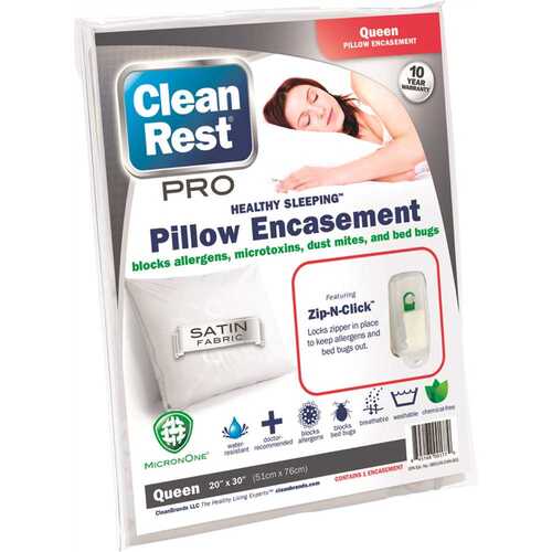 CLEAN REST 845168001779 Pro Encasement Polyester Queen Pillow Protector