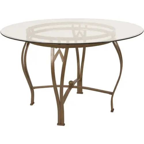 Clear Top/Matte Gold Frame Dining Table