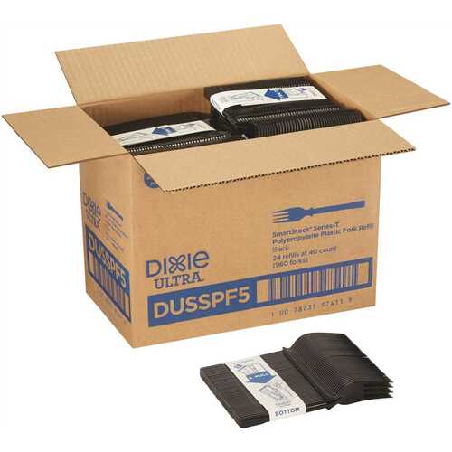 Dixie Ultra DUSSPF5 SmartStock Series-T Black Disposable Polypropylene Plastic Fork Refill Utensils
