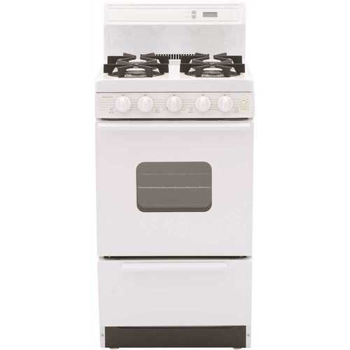 20 in. 2.42 cu. ft. Freestanding Gas Range with Sealed Burners in White