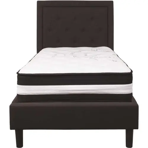 Black Twin Platform Bed and Mattress Set