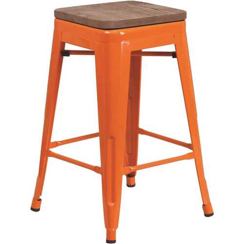 24 in. Orange Bar Stool