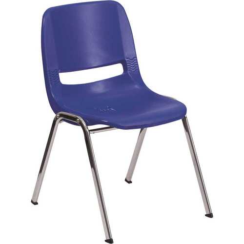 Navy Ergonomic Shell Stack Chair with Chrome Frame and 18 in. Seat Height