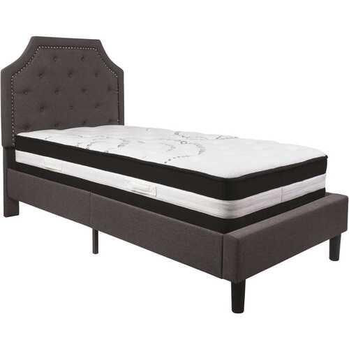 Dark Gray Twin Platform Bed and Mattress Set