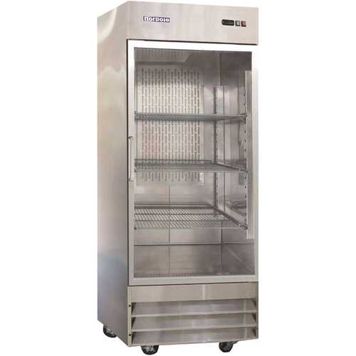 Norpole NP1R-G 29 in. W 23 cu. ft. Single Glass Door Reach-in Commercial Freezerless Refrigerator in Stainless Steel