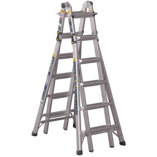 Werner MT-26IAA 26 ft. Reach Aluminum 5-in-1 Multi-Position Pro Ladder with Powerlite Rails 375 lbs. Load Capacity Type IAA Duty Rating