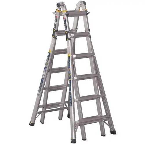 26 ft. Reach Aluminum 5-in-1 Multi-Position Pro Ladder with Powerlite Rails 375 lbs. Load Capacity Type IAA Duty Rating