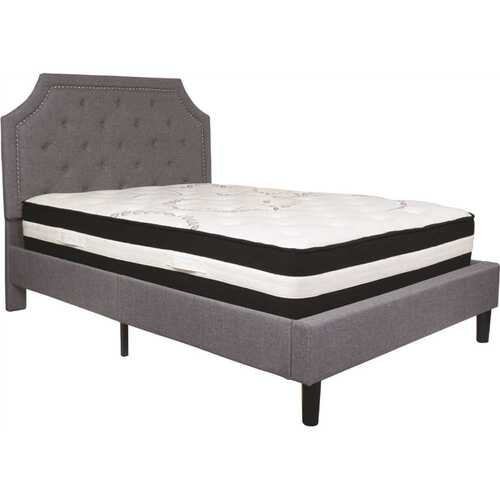 Light Gray Full Platform Bed and Mattress Set