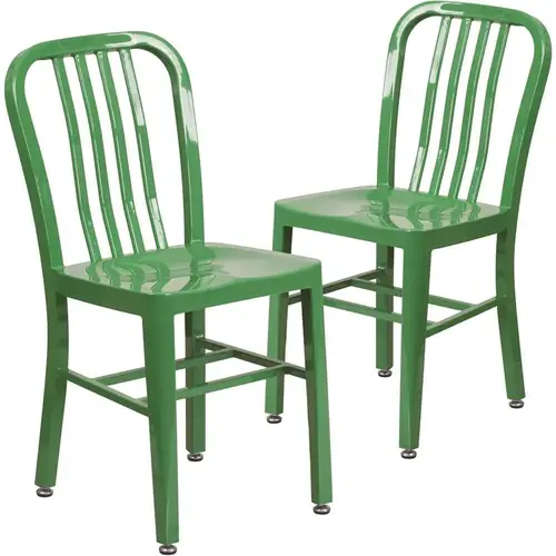 Metal Outdoor Dining Chair in Green