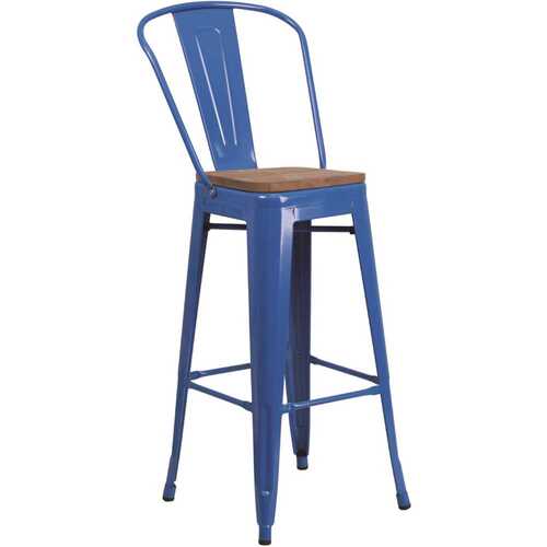 30.5 in. Blue Bar Stool