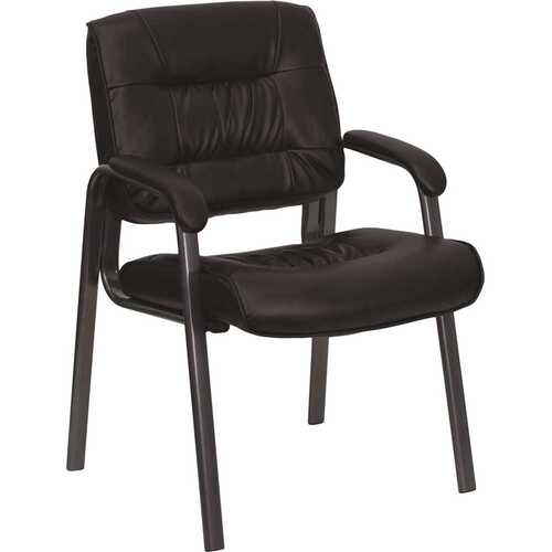 Faux Leather Cushioned Reception Chair in Black