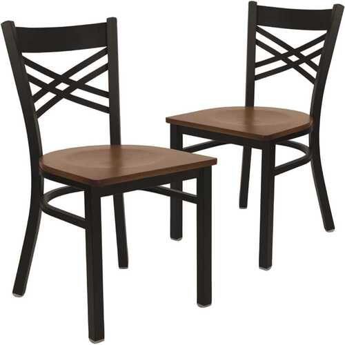 Cherry Wood Seat/Black Metal Frame Restaurant Chairs