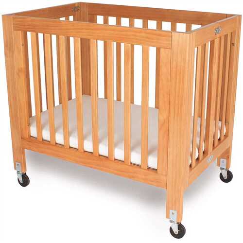 LA Baby CW-458-N Olympia Mini/Portable Natural Folding Wood Crib