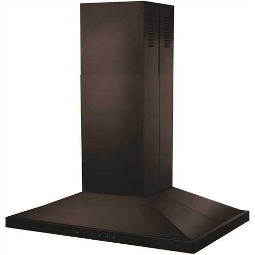 48 in. 400 CFM Convertible Island Mount Range Hood in Black Stainless Steel