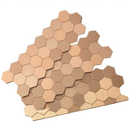 ASPECT A9851 Honeycomb Matted 12 in. x 4 in. Brushed Champagne Metal Decorative Tile Backsplash (1 sq. ft.)