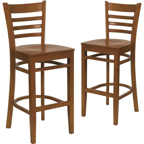 29.5 in. Cherry Wood Seat/Cherry Wood Frame Bar Stool