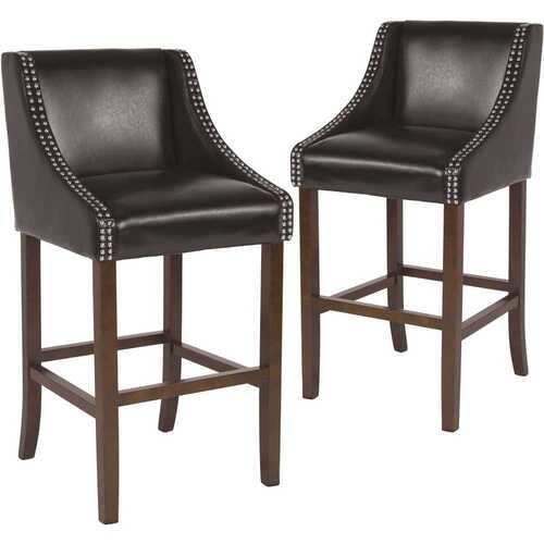 30 in. Black Leather Bar stool Color/Finish Family