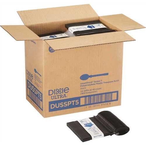 Dixie Ultra DUSSPT5 SmartStock Series-T Black Disposable Polypropylene Plastic Spoon Refill Utensils