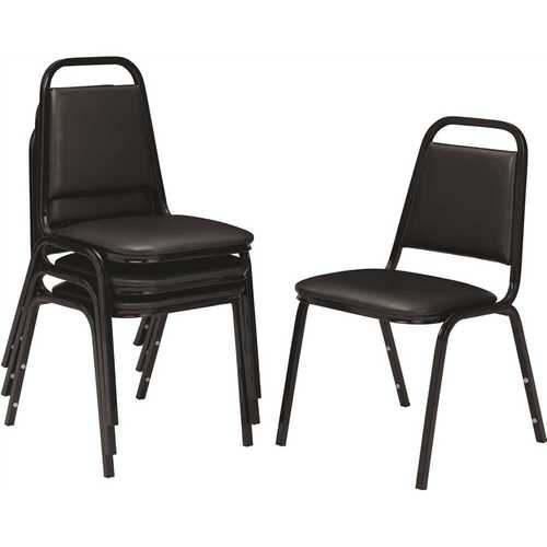 National Public Seating 9110-B/4 9100 Series Panther Black Vinyl Upholstered Banquet Chair