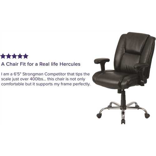 Hercules Faux Leather Swivel Ergonomic Office Chair in Black Leather with Arms