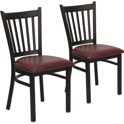 Burgundy Vinyl Seat/Black Metal Frame Restaurant Chairs