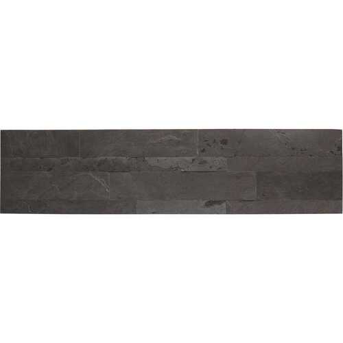 ASPECT A9082 23.6 in. x 5.9 in. Charcoal Slate Peel and Stick Stone Decorative Tile Backsplash