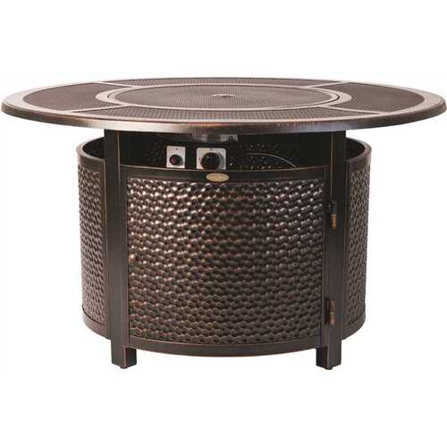 Walkers 44 in. x 24 in. Round Aluminum Propane Fire Pit Table in Antique Bronze