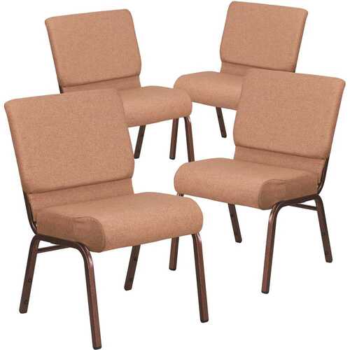 21 in. Caramel Fabric/Copper Vein Frame Church Chair