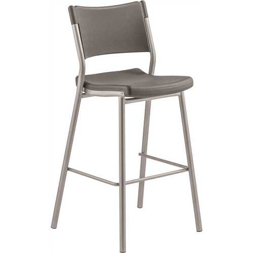 42 in. Cafe Time Stool, Charcoal Slate Top and Silver Frame