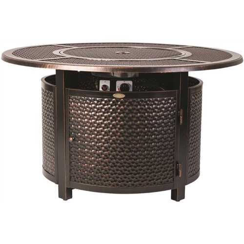 Fire Sense 62360 Briarwood 44 in. x 24 in. Round Aluminum Propane Fire Pit Table in Antique Bronze