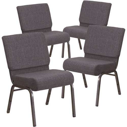 21 in. Dark Gray Fabric/Silver Vein Frame Church Chair