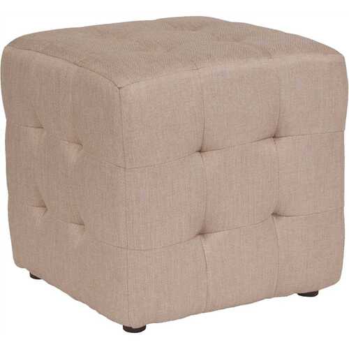 Beige Fabric Ottoman